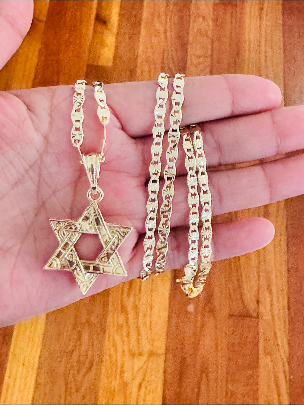 14K Gold Plated Star of David Pendant men’s Necklace. New